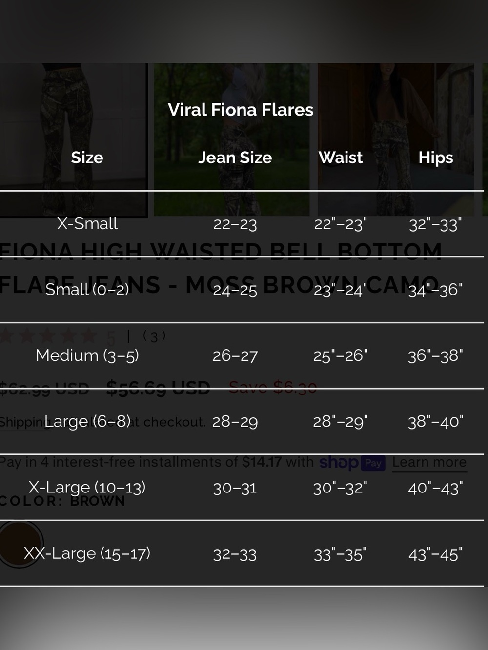 NWT - “Fiona” High-Waist Camo Flares - Moss Brown Camo - Picture 11 of 11